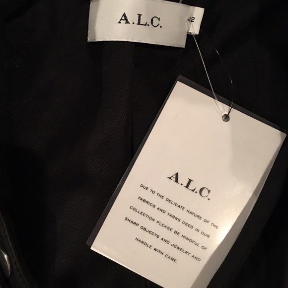 A.L.C. Hooded Black Leather Biker Jacket with removable hood. 12 NWT Pristine - Picture 4 of 12